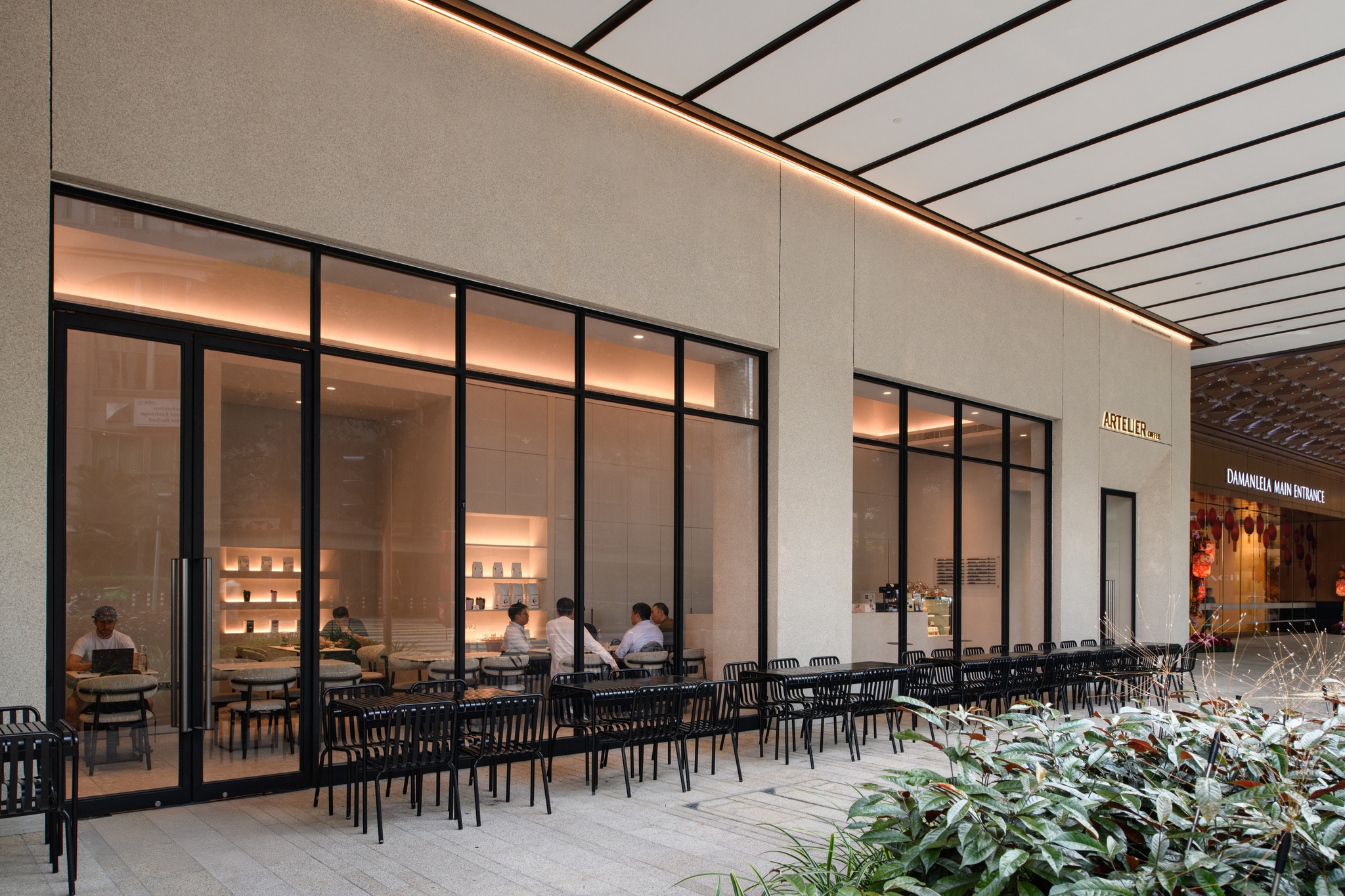 Minimal modern exterior cafe facade shopfront, Artelier, Kuala Lumpur
