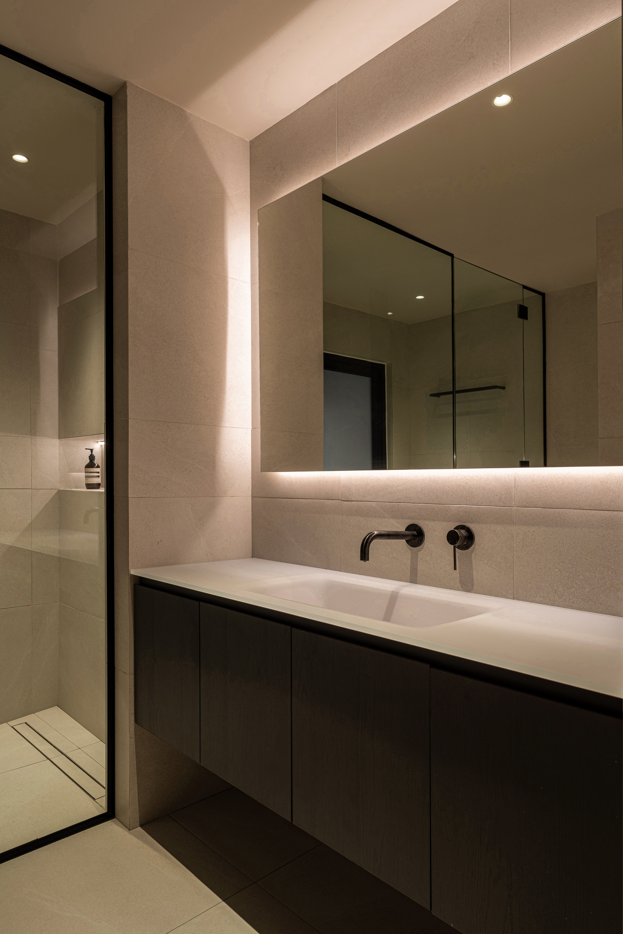 Luxury interior design detail, modern minimal bathroom, Danau Villa, Kuala Lumpur