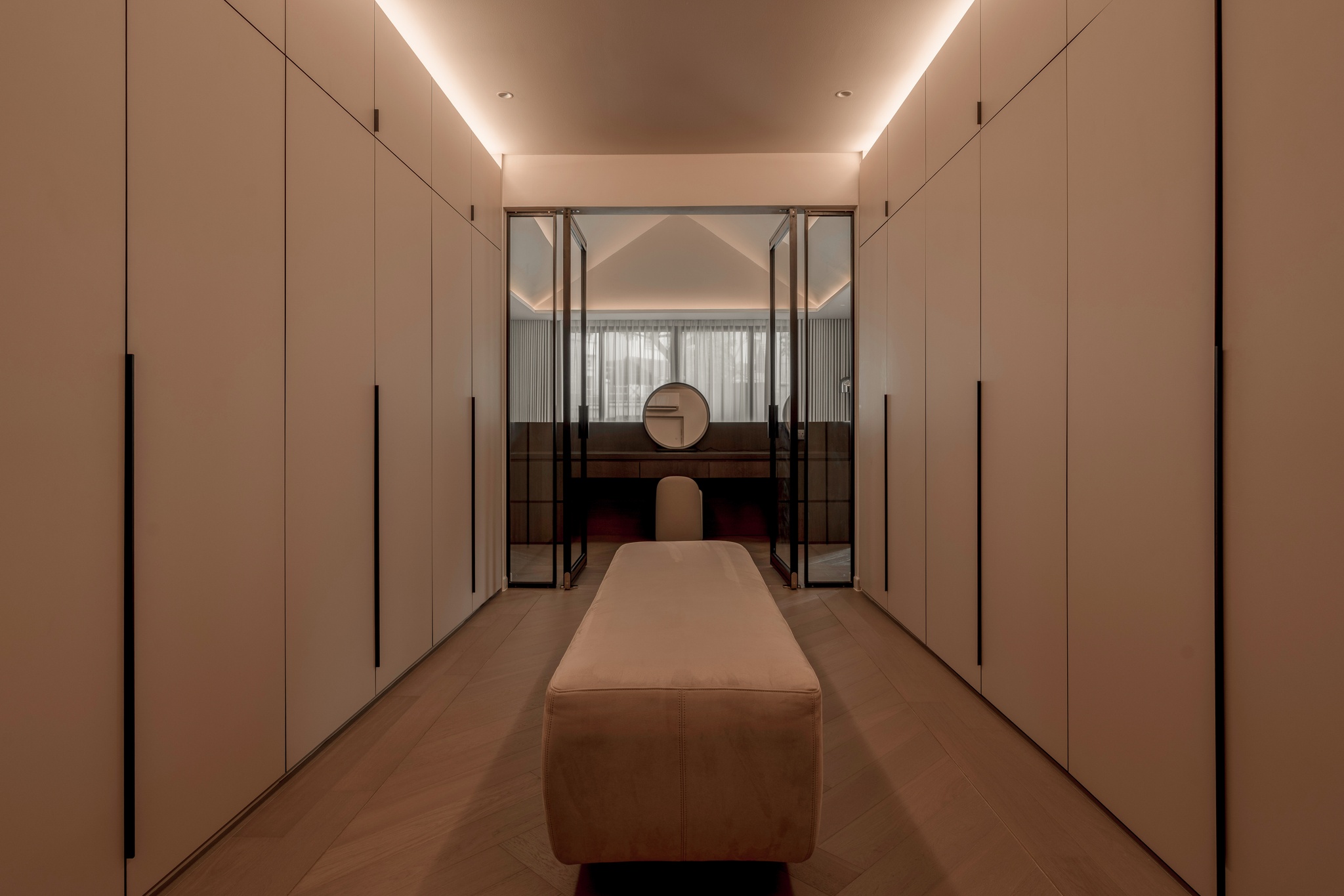 Minimalist interior design, modern walk-in wardrobe, Danau Villa, Kuala Lumpur