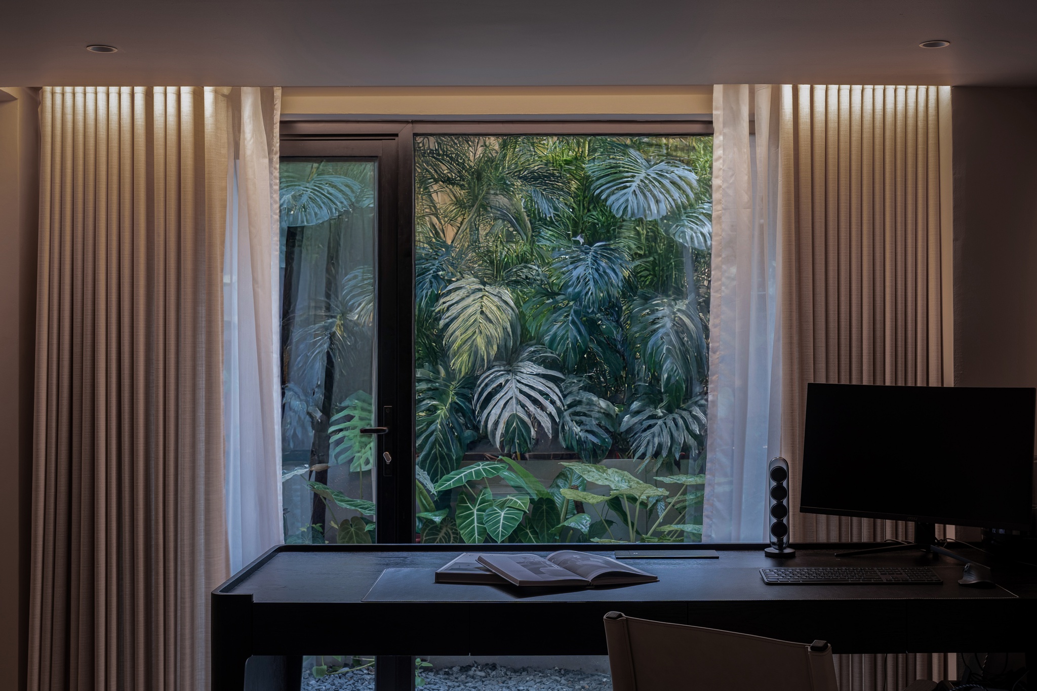 Modern living interior design, interior room, study, tropical view, Danau Villa, Malaysia