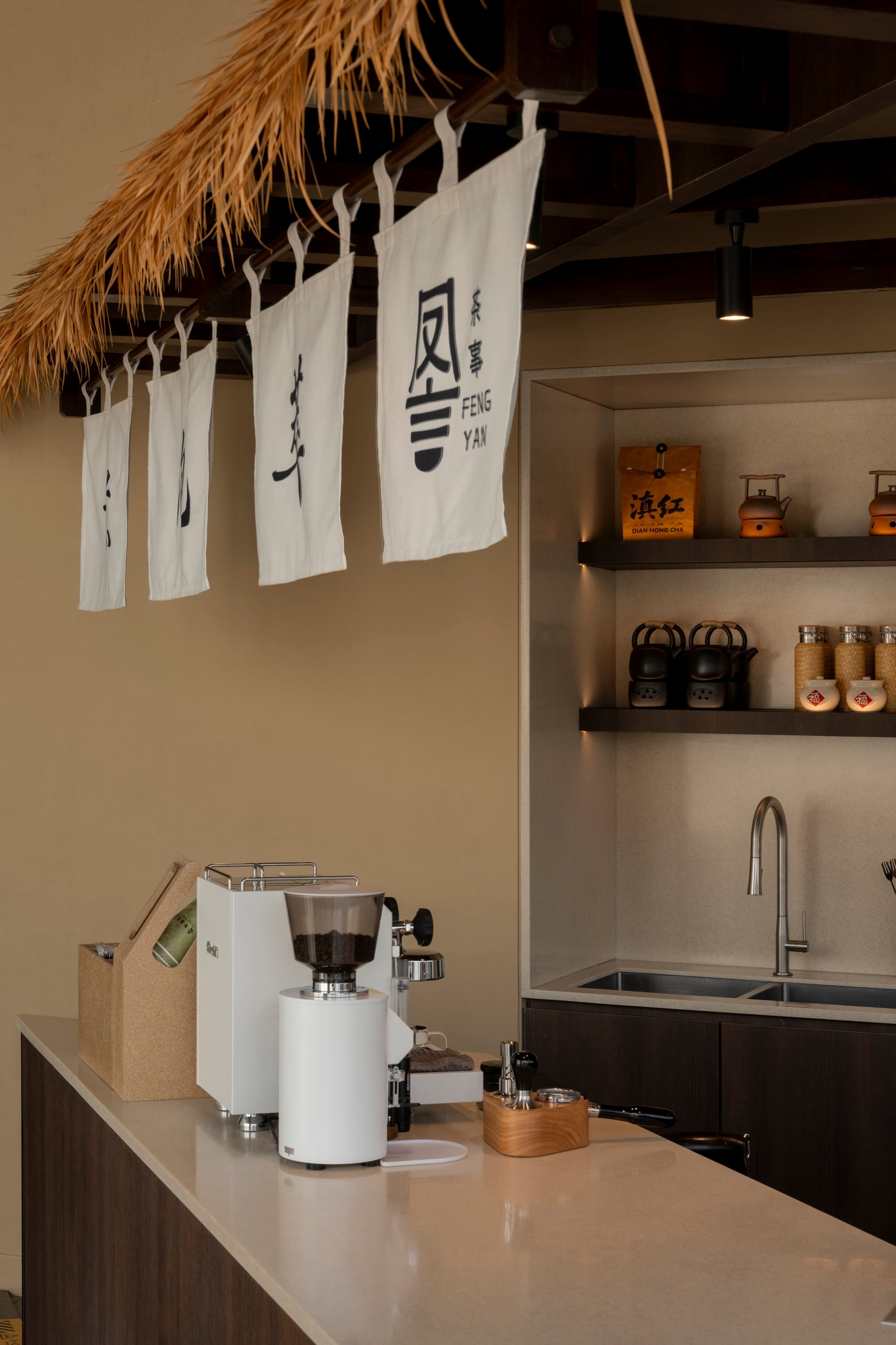 Tea bar counter and pantry, spa interior design, Oriental Spa, Kuala Lumpur